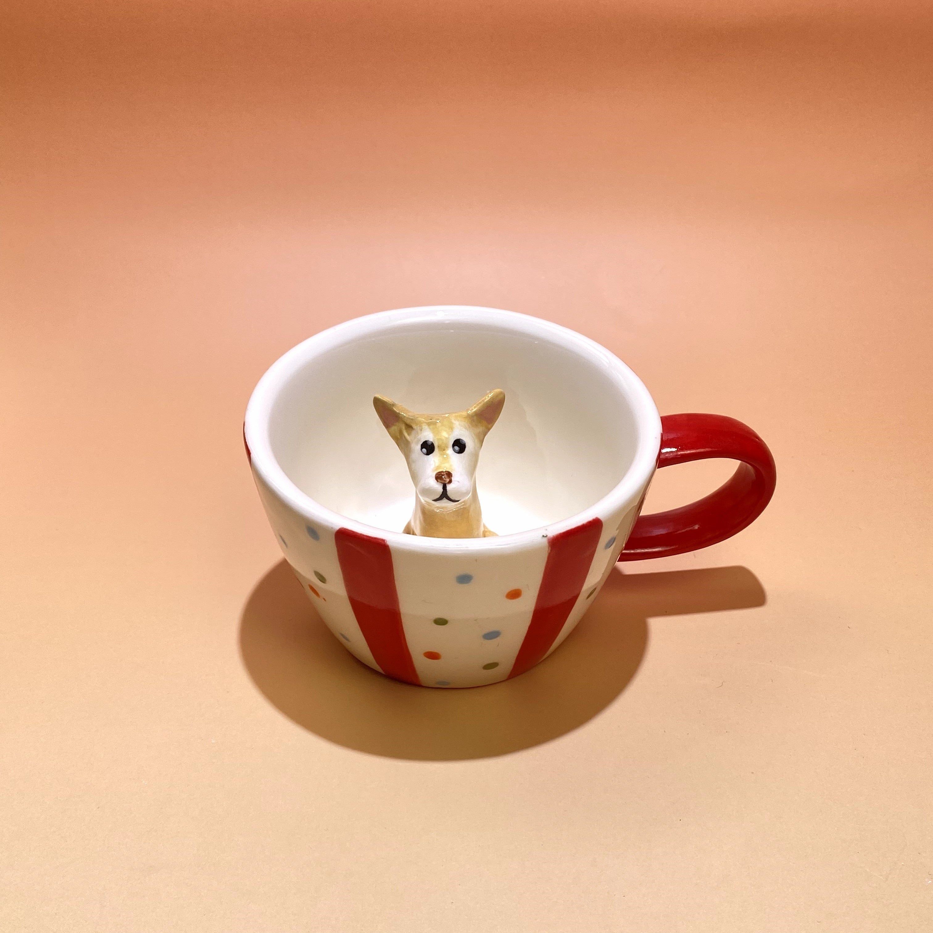 ๐พ Custom 3D Pet Climbing Mug โ Handmade Ceramic Dog Figurine Cup (350ml)
