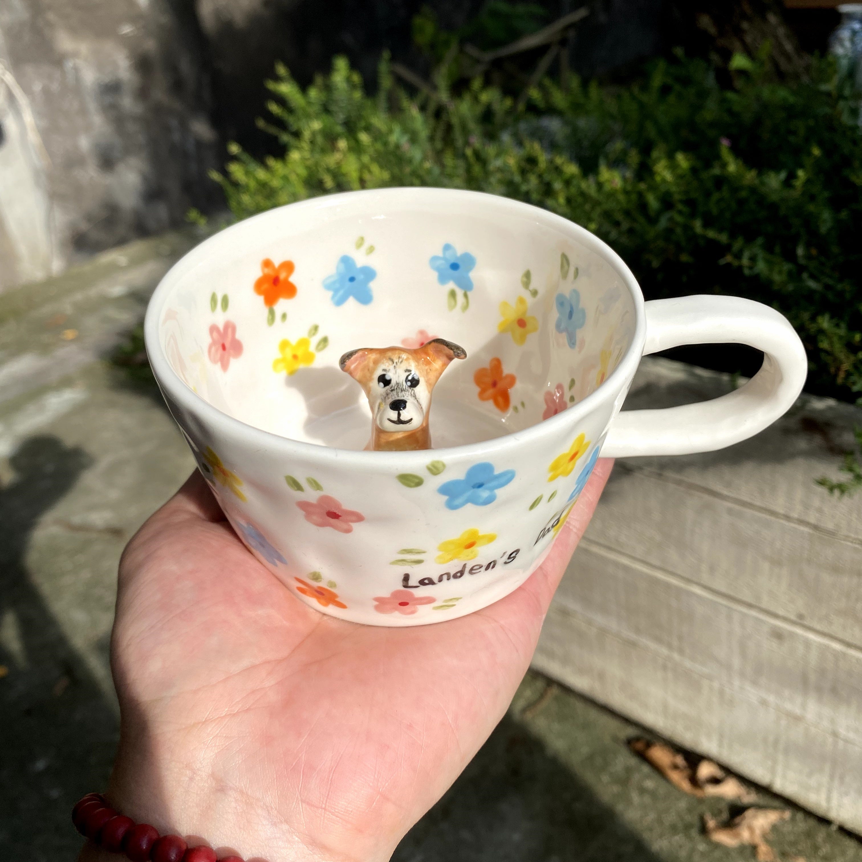 ๐พ Custom 3D Pet Climbing Mug โ Handmade Ceramic Dog Figurine Cup (350ml)