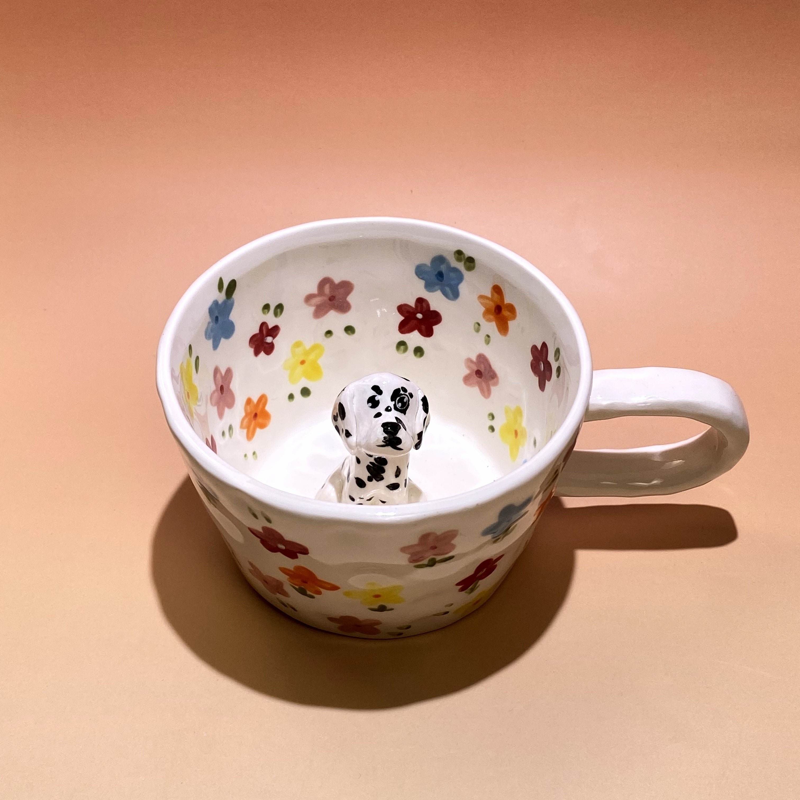 ๐พ Custom 3D Pet Climbing Mug โ Handmade Ceramic Dog Figurine Cup (350ml)