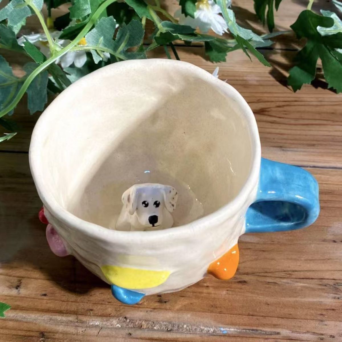 ๐พ Custom 3D Pet Climbing Mug โ Handmade Ceramic Dog Figurine Cup (350ml)