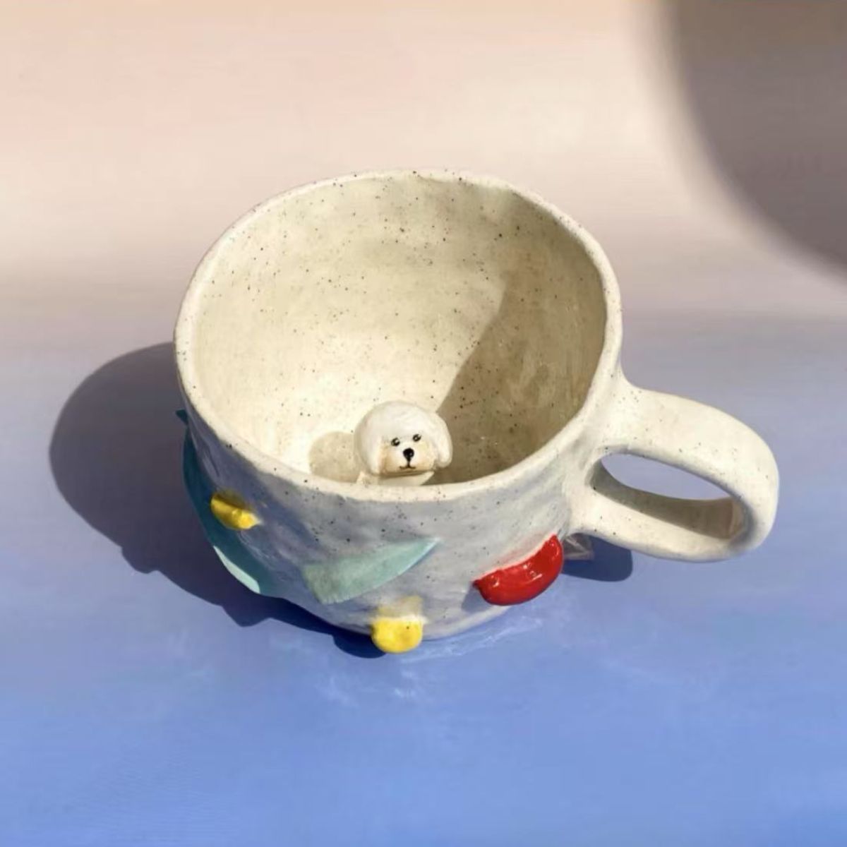 ๐พ Custom 3D Pet Climbing Mug โ Handmade Ceramic Dog Figurine Cup (350ml)