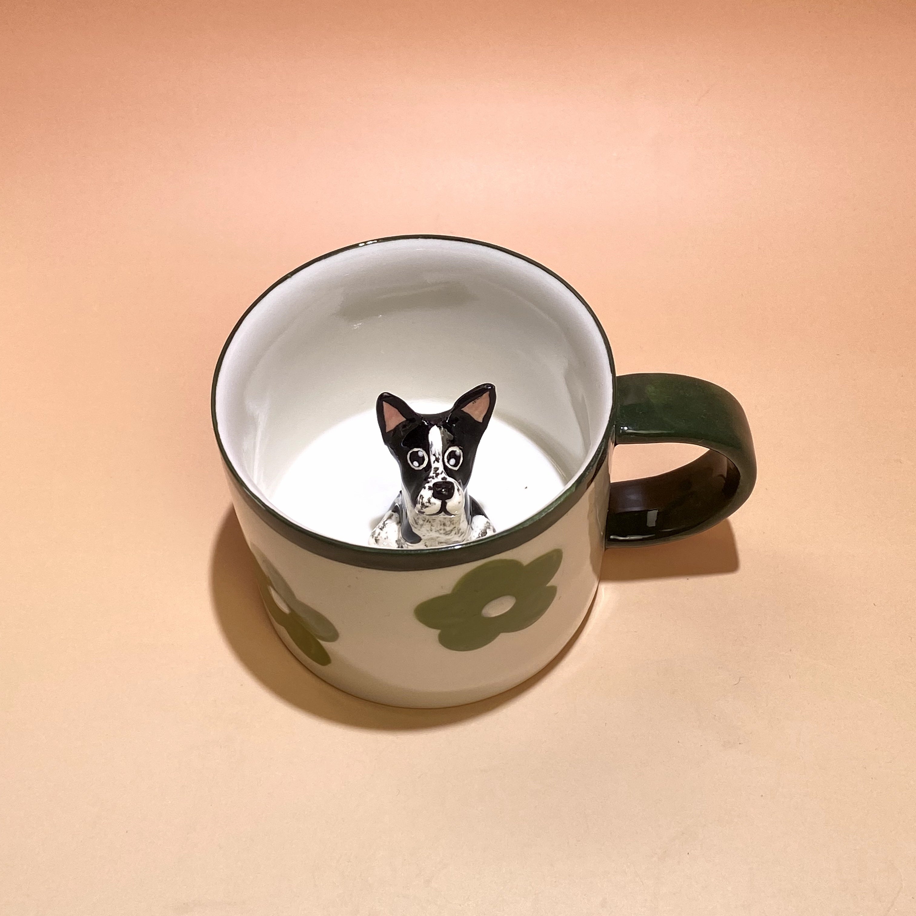 ๐พ Custom 3D Pet Climbing Mug โ Handmade Ceramic Dog Figurine Cup (350ml)