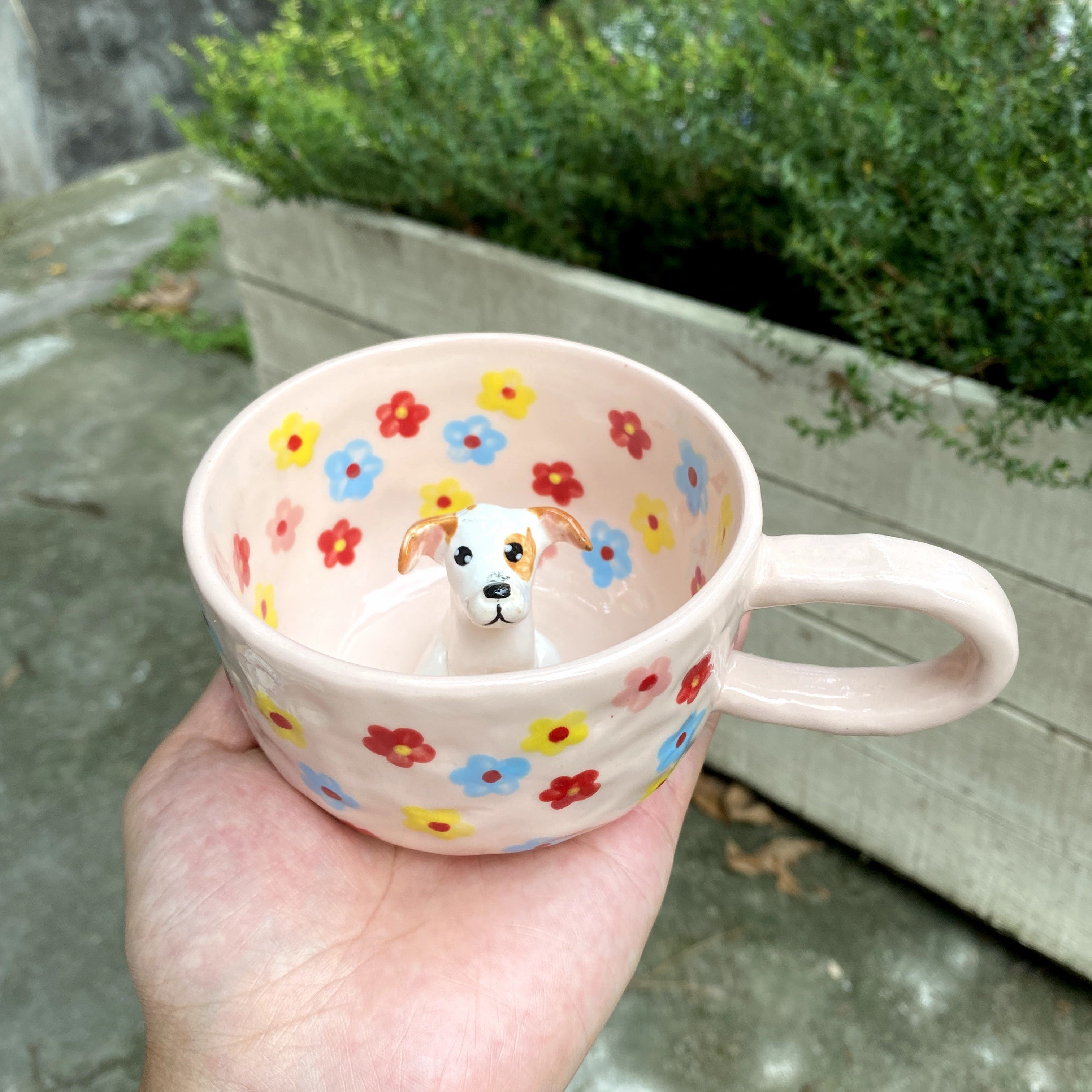 ๐พ Custom 3D Pet Climbing Mug โ Handmade Ceramic Dog Figurine Cup (350ml)