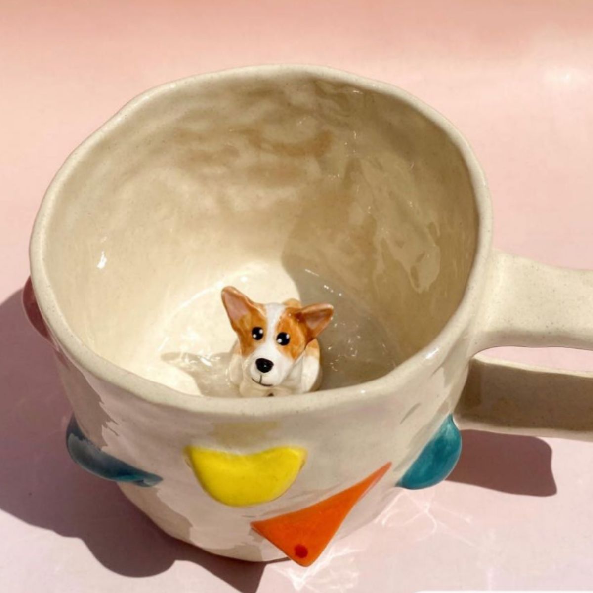 ๐พ Custom 3D Pet Climbing Mug โ Handmade Ceramic Dog Figurine Cup (350ml)