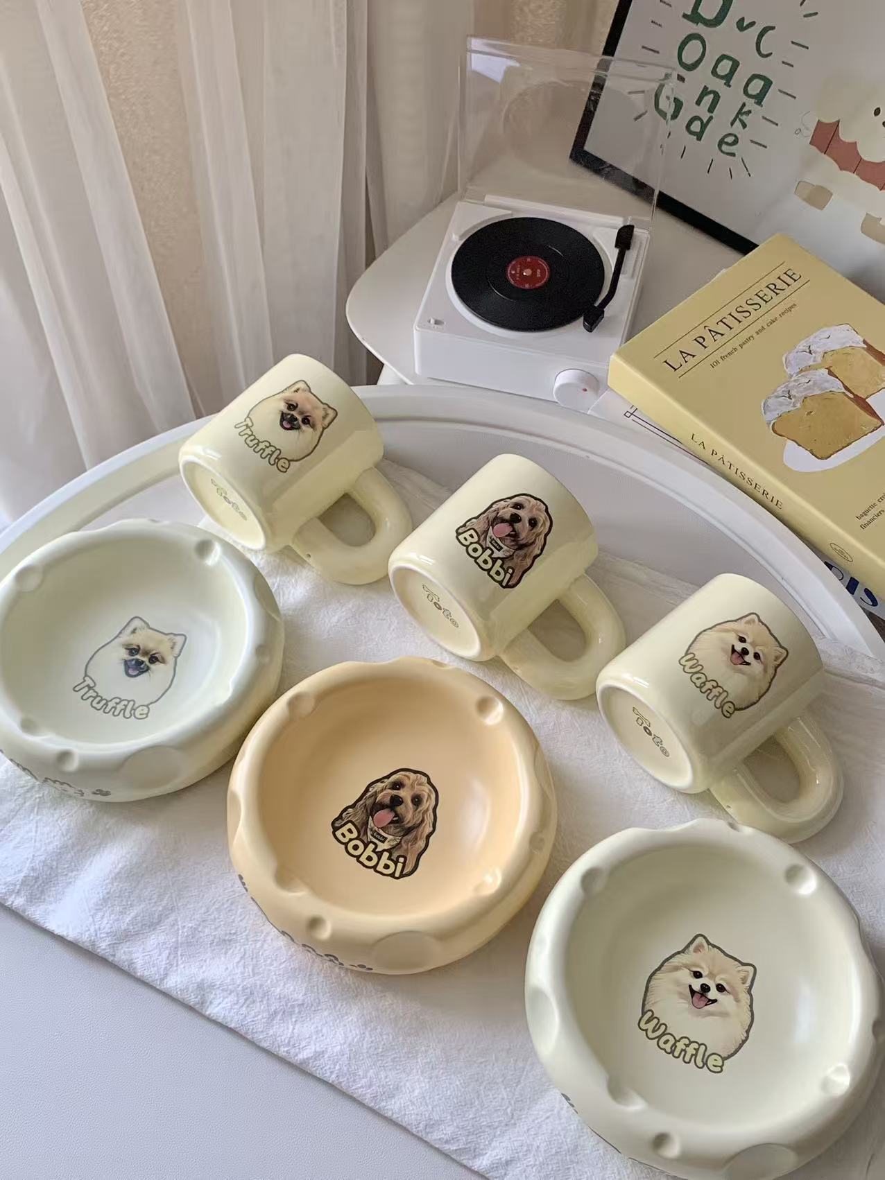 Personalized Pet Portrait Cheese Bowl – 6.3×2.2 in | Custom Ceramic Pet Dish (4.2oz Food / 10oz Water)