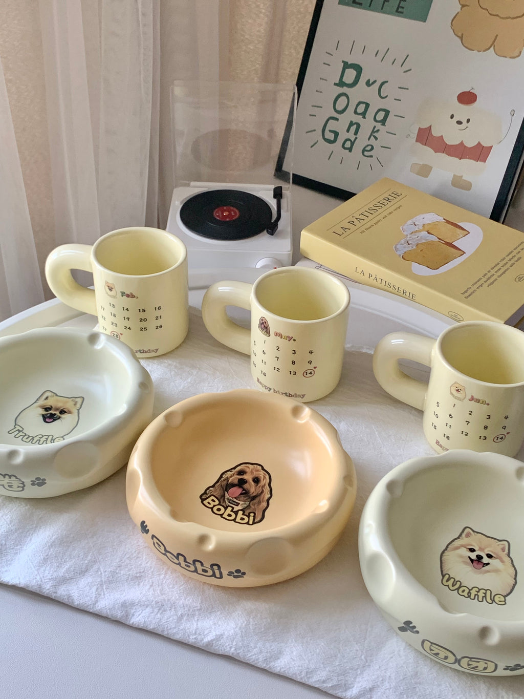 Personalized Pet Portrait Cheese Bowl – 6.3×2.2 in | Custom Ceramic Pet Dish (4.2oz Food / 10oz Water)