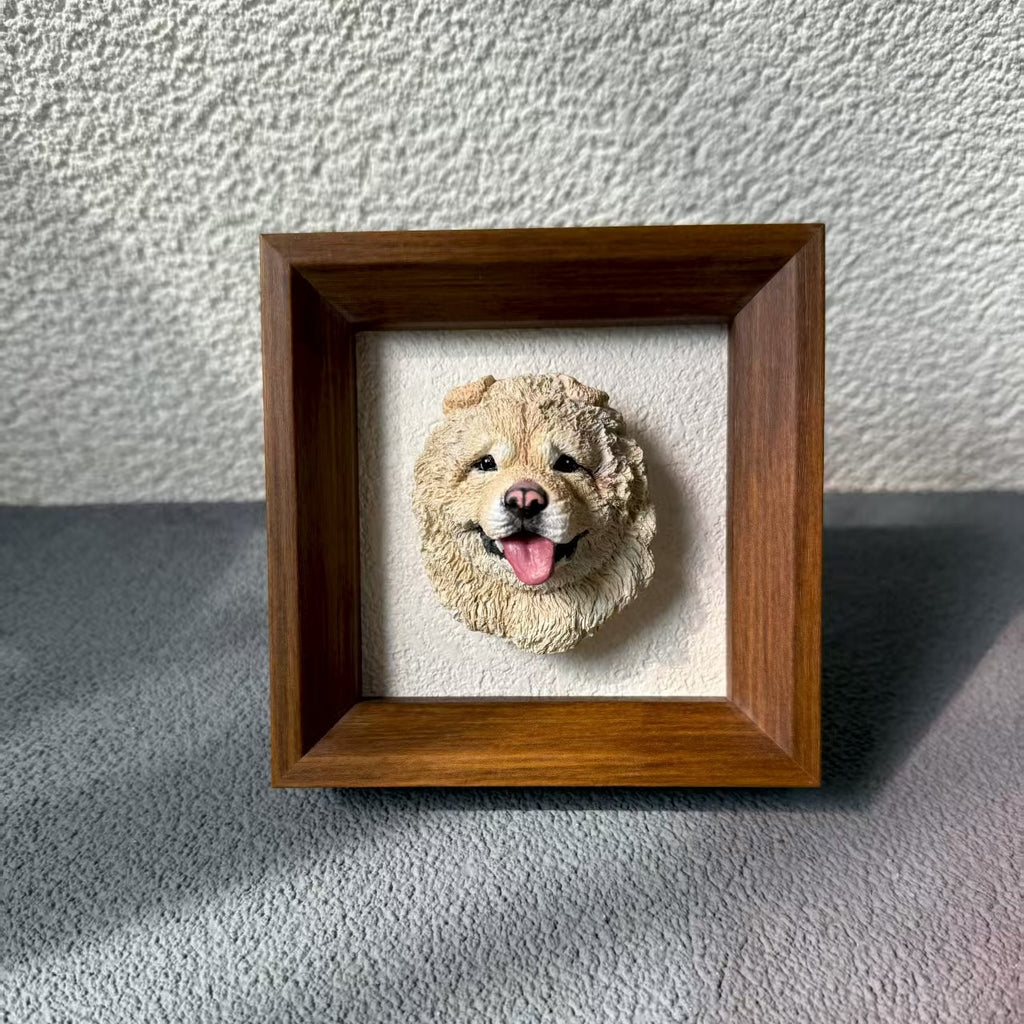 Customized Plaster Pet Sculpture with Magnet – Personalized Cat or Dog Keepsake for Car, Fridge, Frame