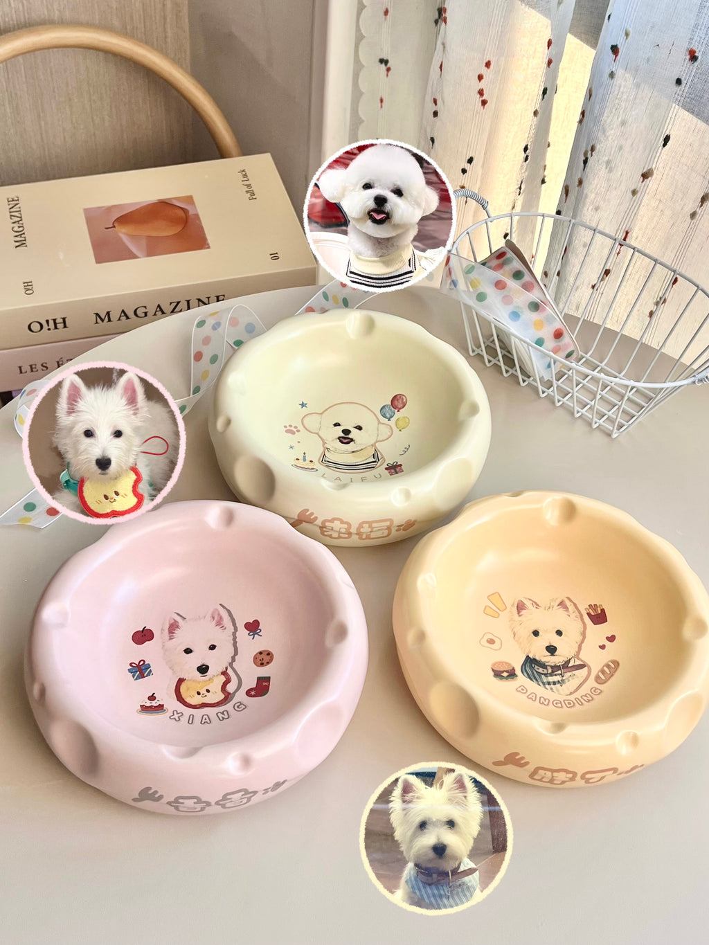 Personalized Pet Portrait Cheese Bowl – 6.3×2.2 in | Custom Ceramic Pet Dish (4.2oz Food / 10oz Water)