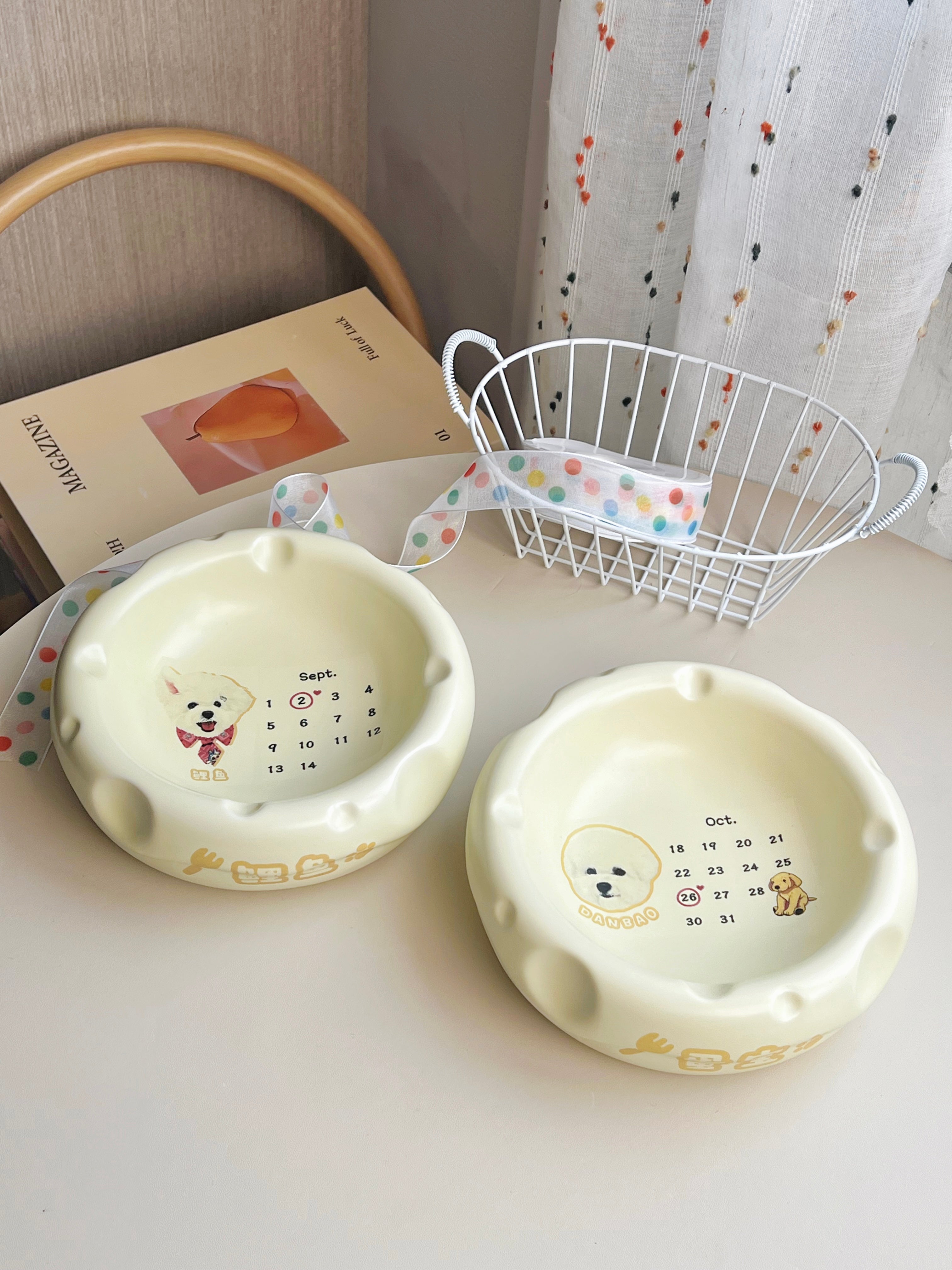 Personalized Pet Portrait Cheese Bowl – 6.3×2.2 in | Custom Ceramic Pet Dish (4.2oz Food / 10oz Water)