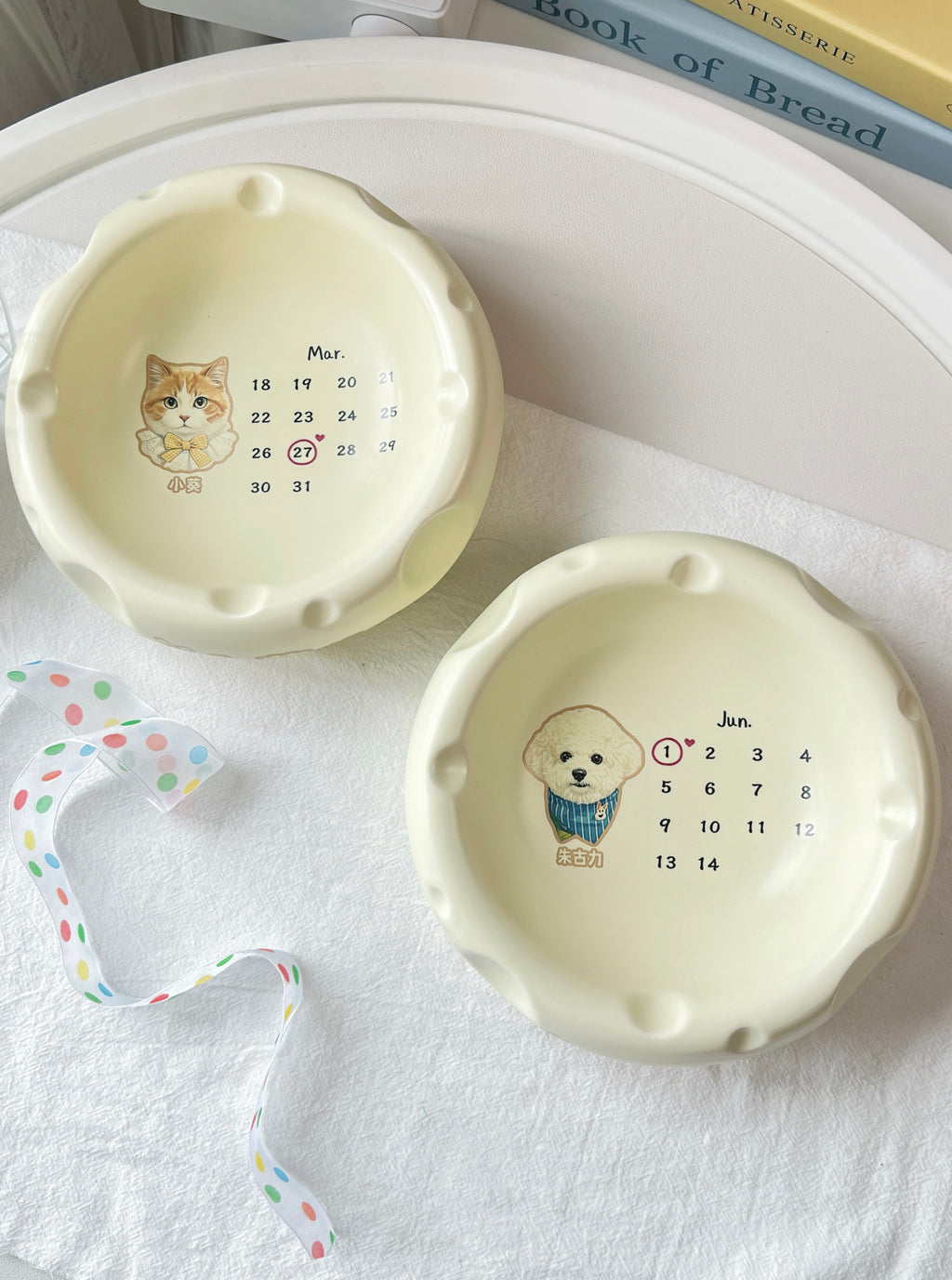 Personalized Pet Portrait Cheese Bowl – 6.3×2.2 in | Custom Ceramic Pet Dish (4.2oz Food / 10oz Water)