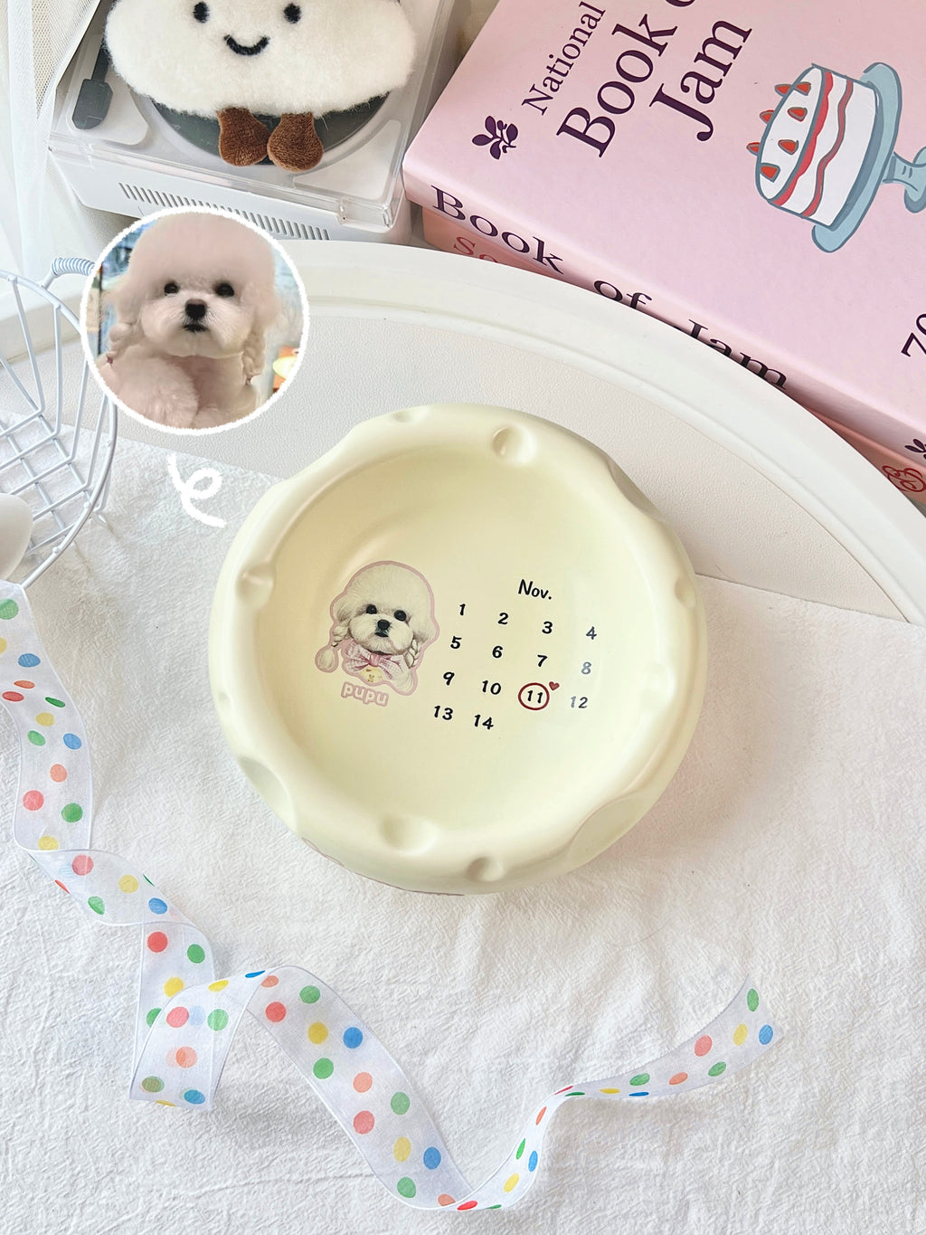 Personalized Pet Portrait Cheese Bowl – 6.3×2.2 in | Custom Ceramic Pet Dish (4.2oz Food / 10oz Water)