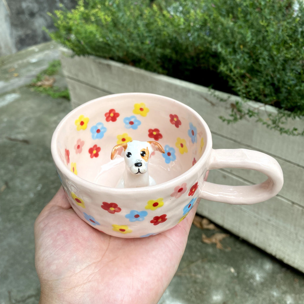 🐾 Custom 3D Pet Climbing Mug – Handmade Ceramic Dog Figurine Cup (350ml)